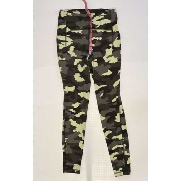 Lululemon Fast Free High-Rise Cropped Leggings Camo Green Pants Women’s Size 4 - Picture 3 of 5